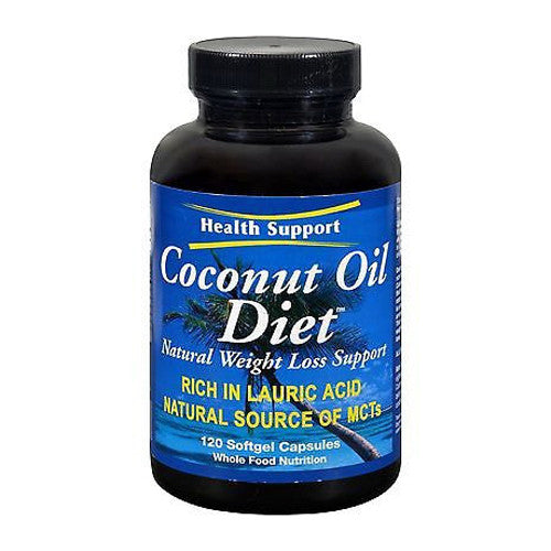 Health Support Gluten Free Coconut Oil Diet Natural Weight Loss Support Softgels, 120 Ea